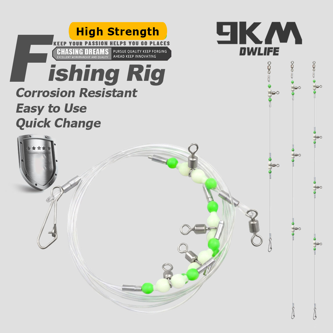 Fishing Hook Circle - Rig Pancing 9KM Pre-Rigged dengan Manik-Manik