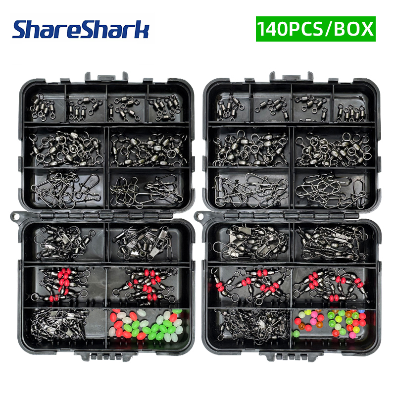 Fishing Hook Offset - Set Aksesoris Pancing ShareShark 140Pcs, Manik-Manik