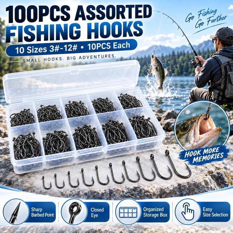 Fishing Hook Assortment - 100 buah Set Mata Kail Pancing